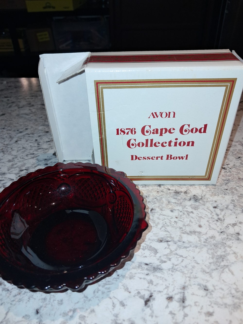NEW! Vintage Collectible Avon 1876 Cape Cod Collection Ruby Red Dessert Bowl